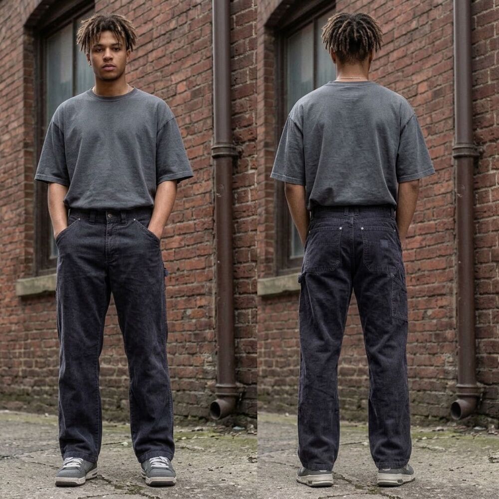 Columbia Corduroy Carpenter Pants Mens Sz 30x31 Charcoal Baggy Utility Y2K VTG